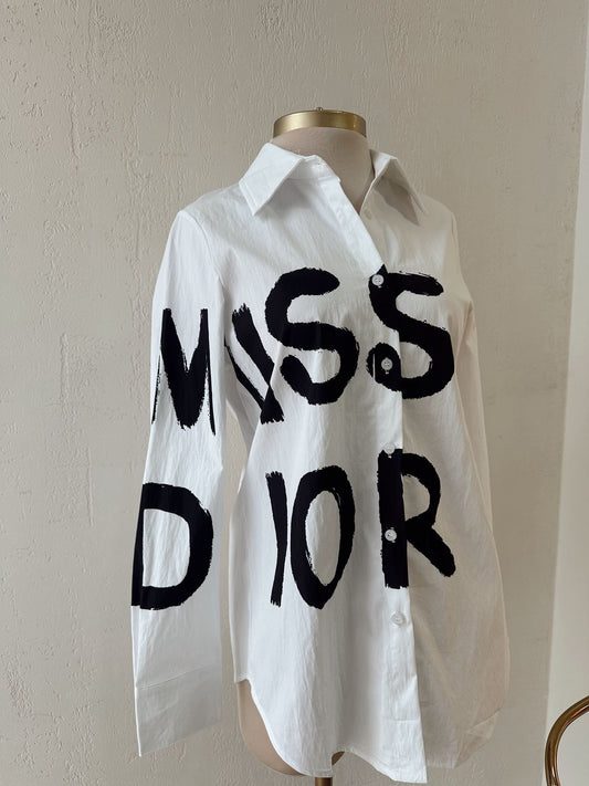 Camisa de algodón Dior Graffiti blanca