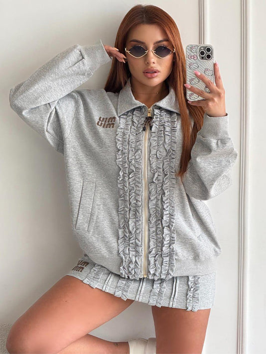 Set sporty ruffle gris